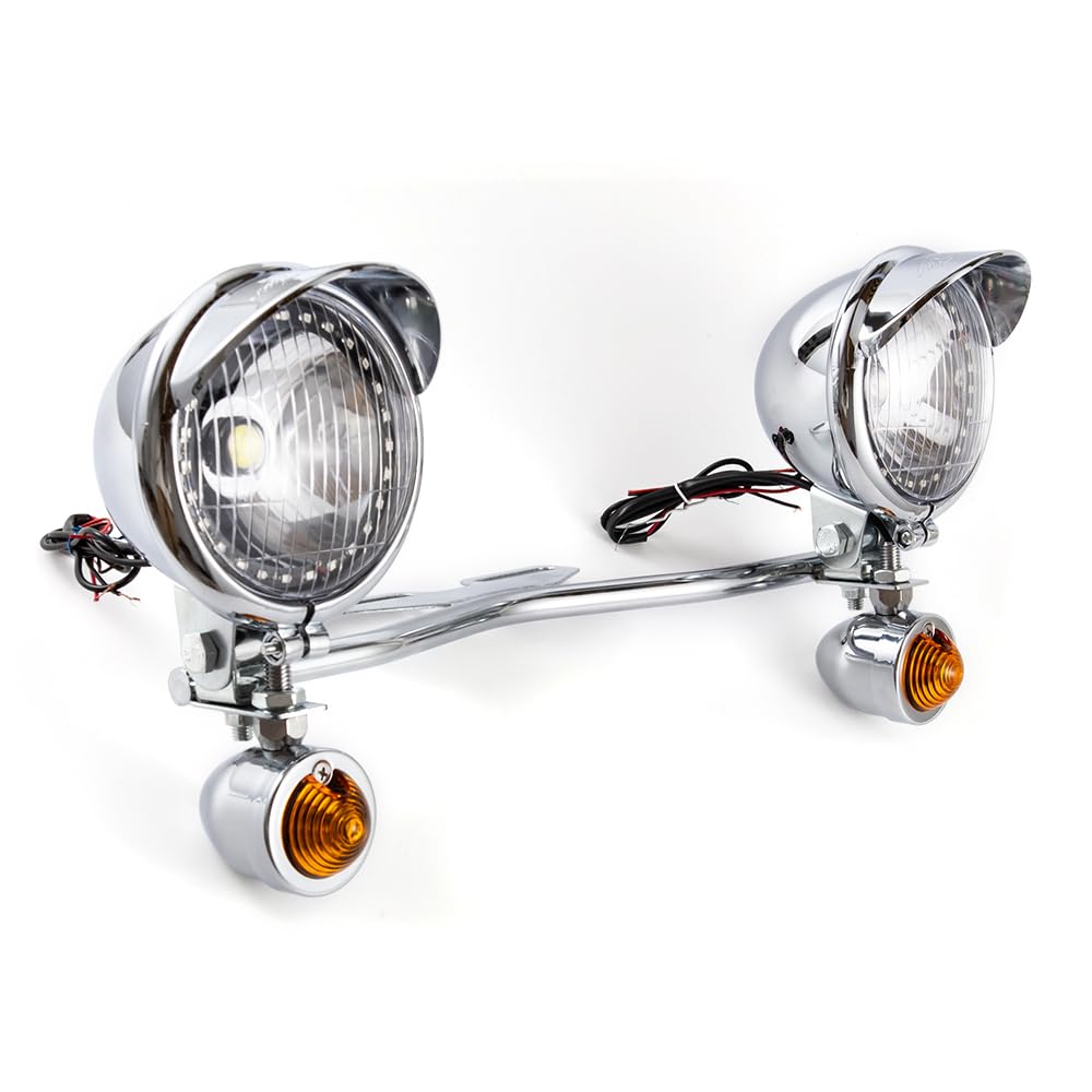 Universale Faretti Moto Supplementari Chrome Fendinebbia Moto Cromati Fari Supplementari LED Staffa a braccio lungo Compatibili Con Shadow VT 750 1100