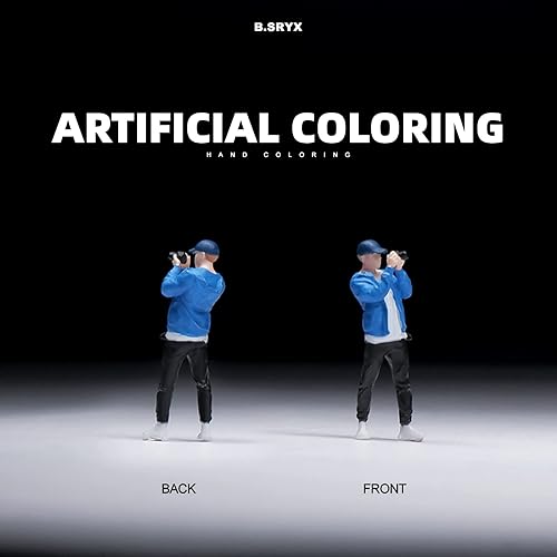 Miniatura 4 de kivcmds Figura pintada a escala 164, mini modelo, trenes, arquitectónico, figuras de personas de plástico, figura de fotógrafo de pie, adecuado para