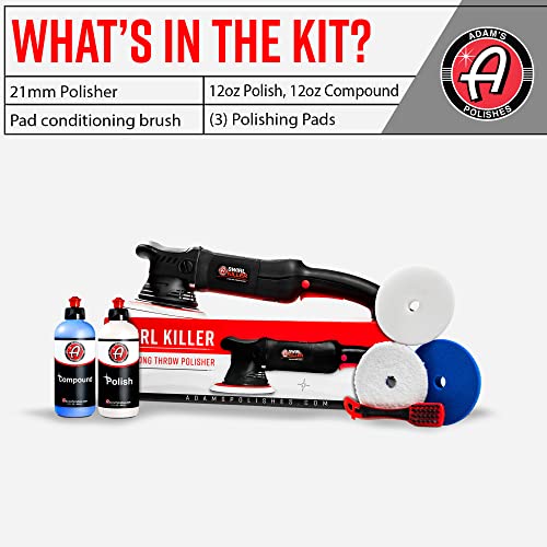 Image of Adam's Polishes Swirl Killer 21mm Polisher Kit (7 Item) - Orbital Polishing Paint Correcting Buffer Tool - Scratch Remover, Correcting Polish - Use Post Car Wash Clay Bar & Pre Wax or Ceramic Coating