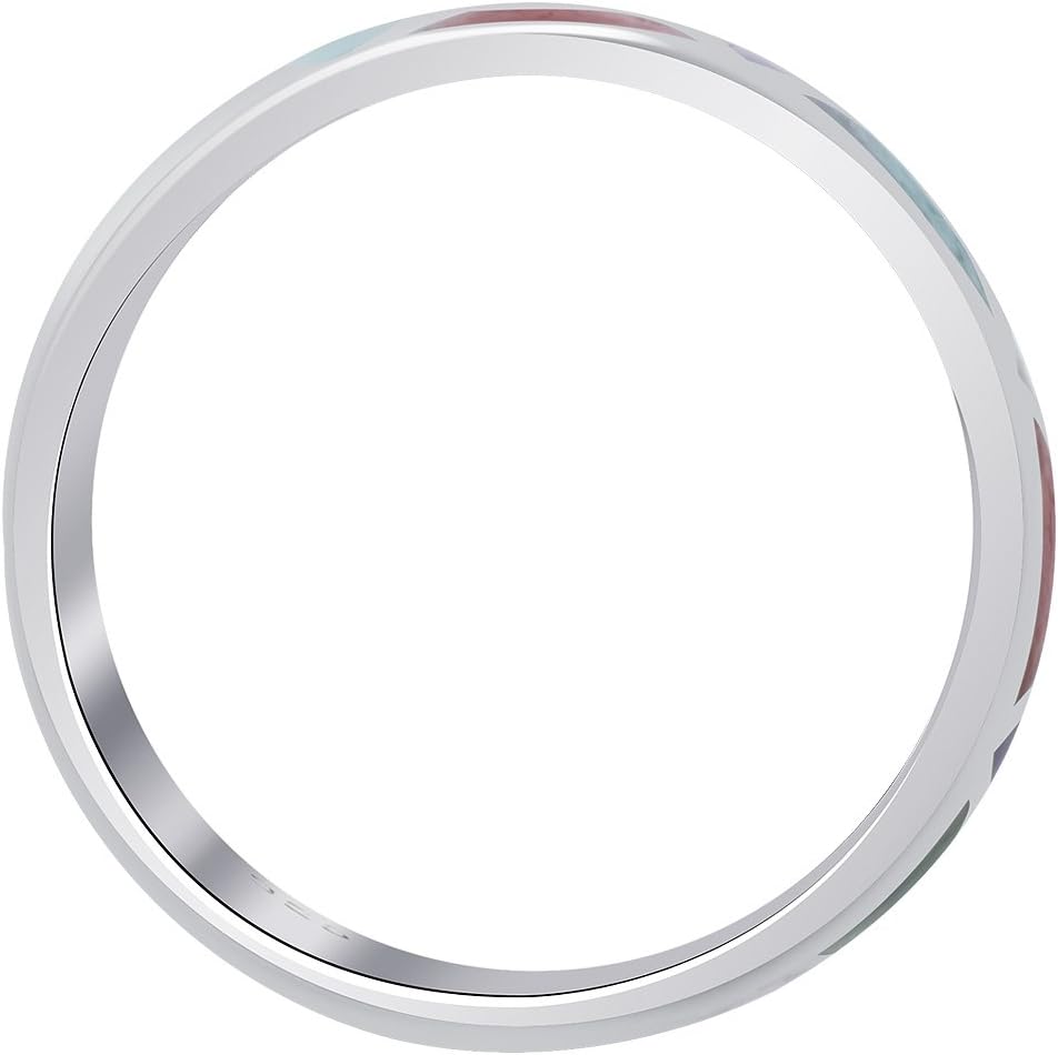 Southwestern Style Multi Gemstone 6mm Wedding Band Sterling Silver Ring 13