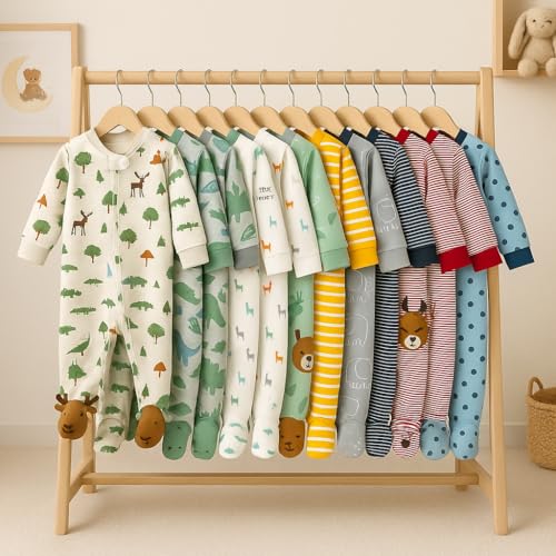 Image of TuddyBuddy 100% Cotton Multi Color Zipper Romper Sleepsuit /Romper /Jumpsuit for Baby Boy & Baby Girl