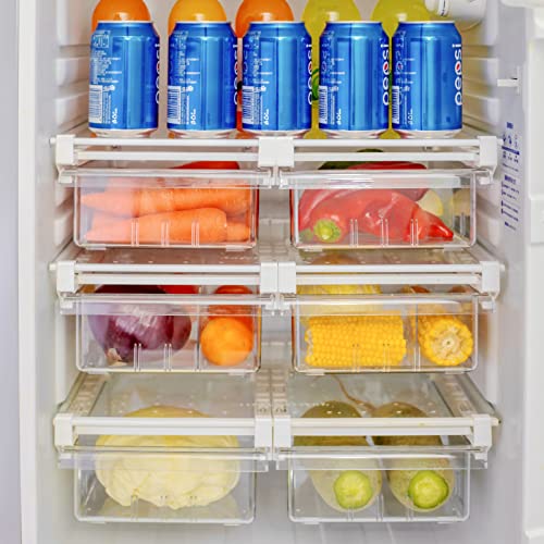 Wuuusday Storage For Fridge Organizer,Pull Out Storagebins,Clear Containers For Fridge,Fridge Shelf,Food Container Storage,Adjustable Fridge Organizer (Refined Storage:1-Pack-No Divier) #TOP2