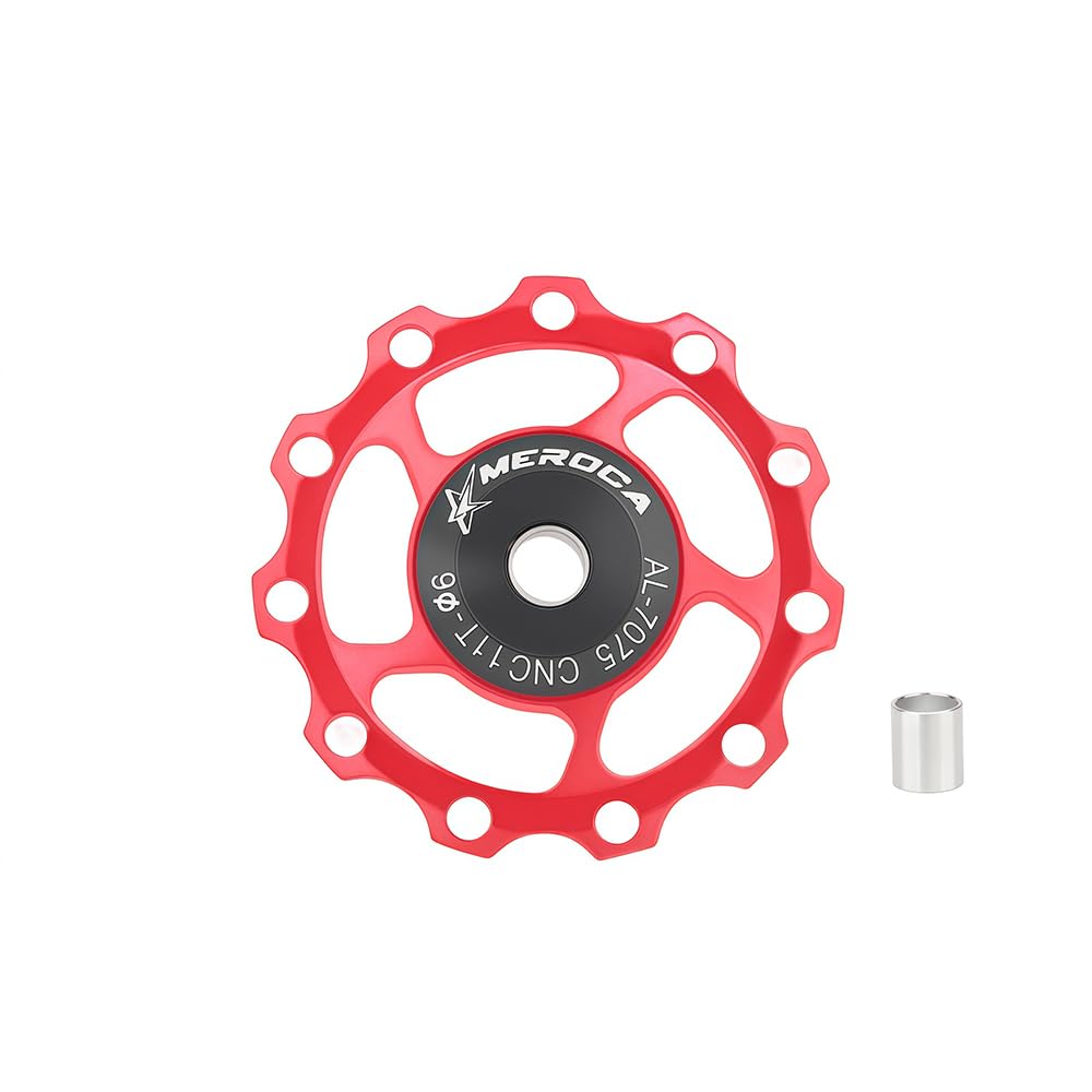 Bike Rear Derailleur Pulley, Aluminum Alloy 11T/13T Guide Roller Bicycle Derailleur, Wheel Derailleur Pulley for 8/9/10/11 Speed Rear Derailleurs (Red, 11T)