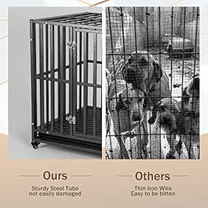 LUCKUP Heavy Duty Dog Crate-42 inch Large Metal Dog Cage with 2 Doors and 4 Wheels, Stackable Dog Kennel for Large & Medium Dogs, Removable Tray LUCKUP Heavy Duty Dog Crate 42 inch Large Metal Dog Cage with 2 Doors and 4 Wheels Stackable Dog Kennel for Large Medium Dogs Removable Tray
