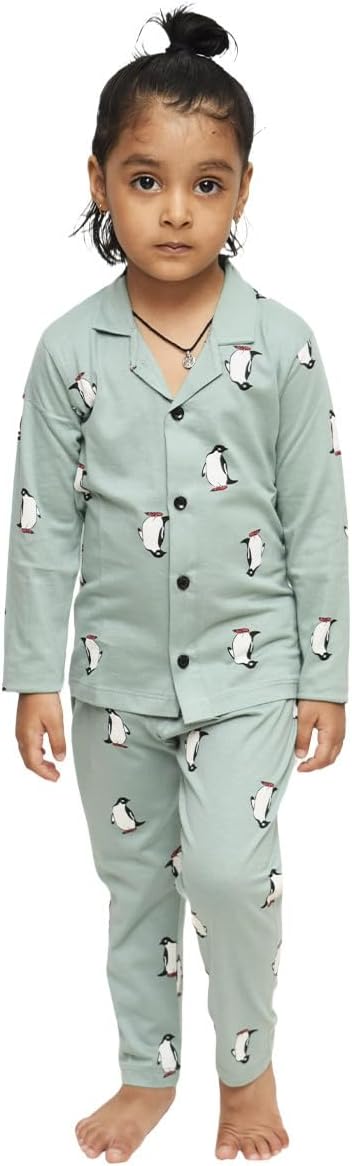 Kid's Pure Cotton Full Sleeves Night Suit/Dress for Boys/Girls Full Pajama & Top Sleep Suit Combo Set