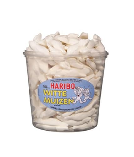 HARIBO Caramelo  Haribo Foam White Ratones (150 piezas)  Paquete de 150  Haribo Gummies  Haribo Sweets