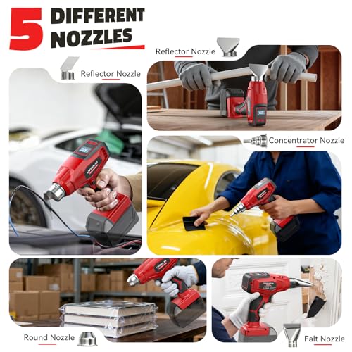 LIVOWALNY Cordless Heat Gun Compatible with Milwaukee 18V Battery (Tool Only) 350W High Power Hot Air Gun (68°F-1112°F) & Airflow Control Digital Display for Shrink Wrapping Crafting by LIVOWALNY - Image 6