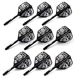 CUESOUL 9 Pieces Integrated Dart Shaft and Flights Dart Shaft Length 21mm/28mm/33mm,Black Skull Dart Flights