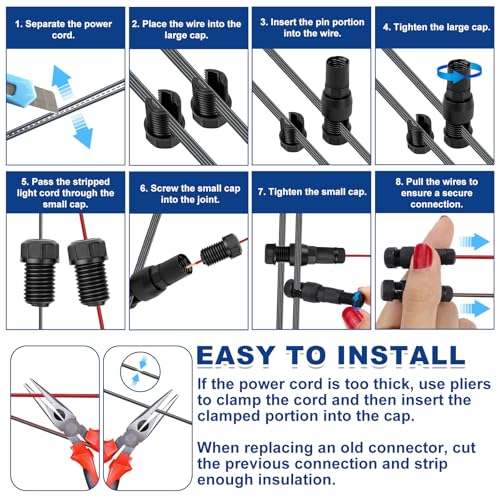Connecteurs câbles basse tension éclairage paysager étanches pour lampe extérieur et spot de chemin - 5