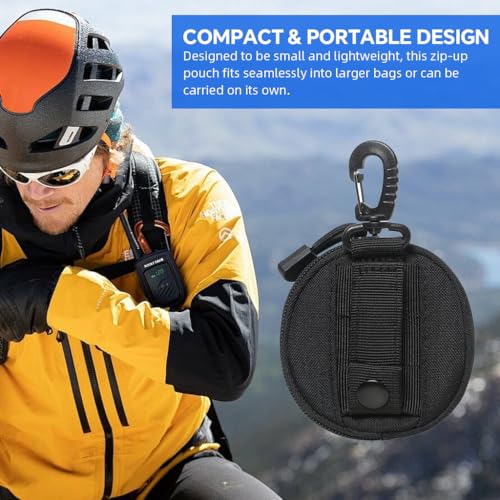 Image of ZIBUYU Outdoor Portable Coin Bag Small Zipper Pouch with Carabiner, Double Layer Oxford Cloth Anti-Theft Small Essentials Storage Bag for Keys, Cash, Earbuds, Backpack