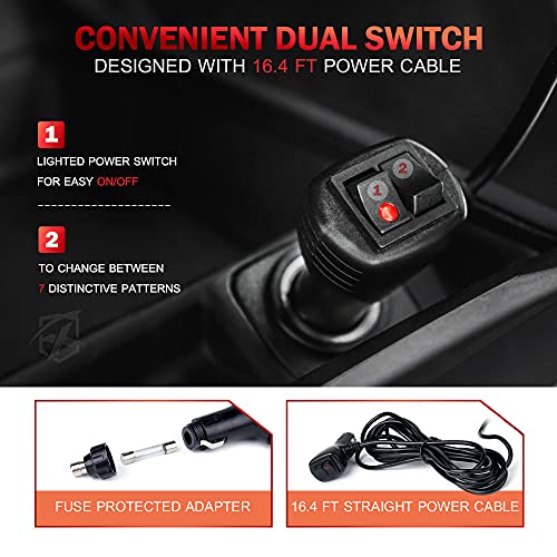 Xprite Red Led Rooftop Beacon Strobe Light W/Magnetic Base Warning Safety Flashing Police Lights For Emergency Vehicle Forklift Trucks Tractors Golf Carts Utv Atv Bus Boat Firefighter Volunteer #TOP5