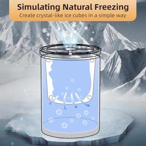 Image of Clear Ice Cube Maker, 2.5 Inch Stainless Steel Crystal Large Clear Ice Ball Maker, Silicone Ice Cube Mold for Cocktails, Drinks & Bourbon, Whiskey Gifts for Men (2 Pcs)