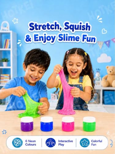 Image of HOTKEI Pack of 12 Neon Colored Slime Multicolor Fruit Scented DIY Toy Slimy Slime Gel Jelly Putty Set Art kit Toys Birthday Gift for Boys Girls Kids 3 to 10 Years 600 gm