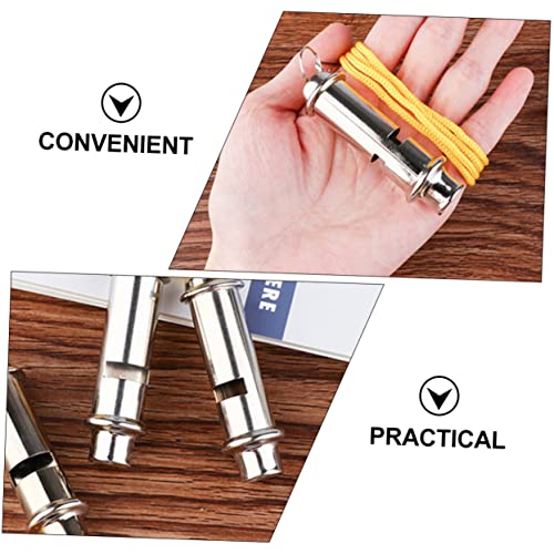 3 silbatos de emergencia de acero inoxidable con cuerda miniatura 2
