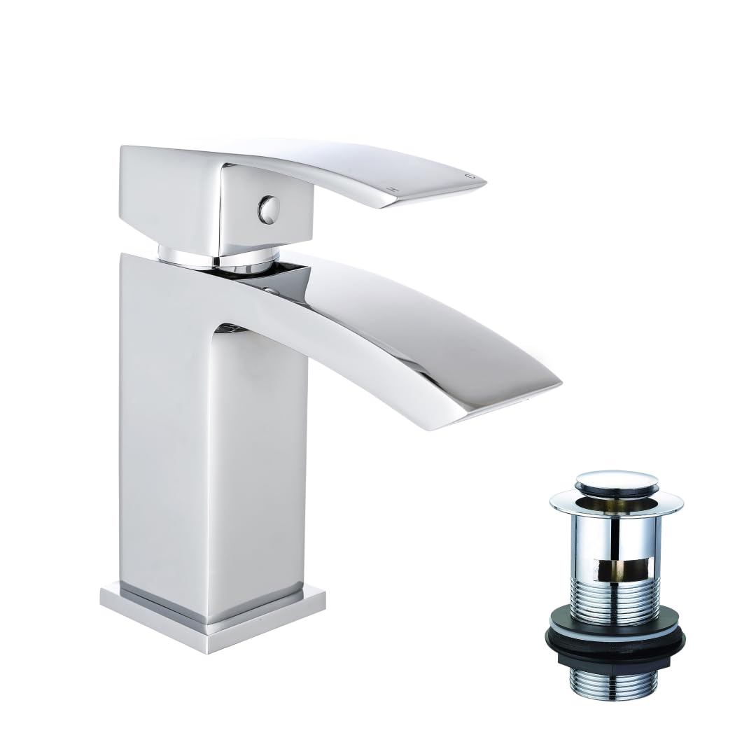 iBathUK | Chrome Basin Sink Mixer Tap Modern Bathroom Lever Faucet TB93