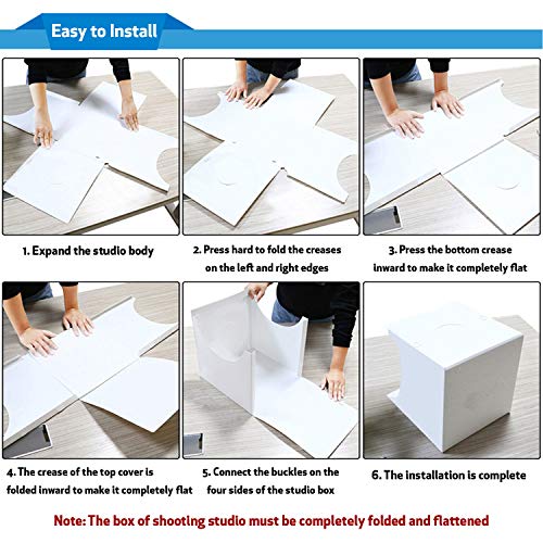 TKOOFN Mini Fotostudio Schießzelt, Tragbar Faltbar Fotografie Studio Lichtbox Softbox Kit Zelt mit 6 Farben Backdrops… – Bild 7