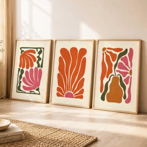 Image of kotart Boho Art Home Decoration Paintings With Frame For Living Room Bed Room Hotel Wall Decor Digital Reprint Set of 3 (13X17 inch)