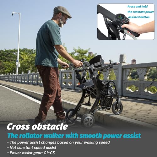 Sinceborn-Foldable-Rollator-Walker-with-Seat-Rolling-Walker-for-Seniors-3-in-1-Multi-Functional-Transport-WheelchairElectric-Driving-Scooter-with-Front-Controller-and-Rear-Controller-Hight-Style