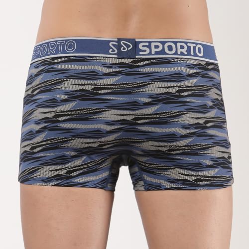 Image of sporto Macho Men's Cotton Spandex Trunk | Premium Single Jersey Fabric | Branded Outer Elastic Waistband | Double-Layer Contour Pouch | Breathable Innerwear