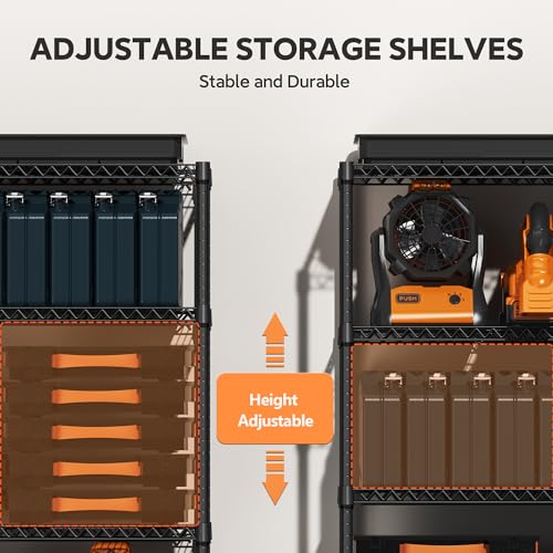 Image of M MZG 4 Tiers Storage Shelves Load 1400LBS, Metal Shelving Wire Metal Shelving Unit Shelves for Storage Adjustable Garage Shelving for Pantry Kitchen Garage Black 17.7 inch D x 47.3 inch W x 62.7 inch H