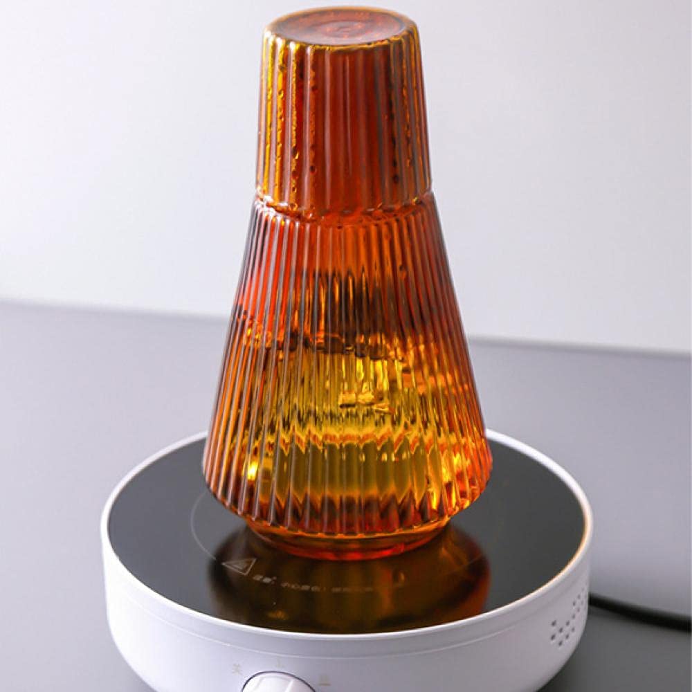 Sizikato Carafe à eau de nuit classique en verre rayé avec gobelet 850,5 g.