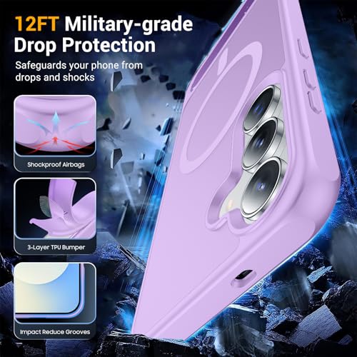 Image of SPIDERCASE Magnetic for Samsung Galaxy S25 FE Case, [3 Stand Ways][ Military Grade Drop Protection] with Invisible Stand Slim Phone Case for S25 FE 5G,Light Purple