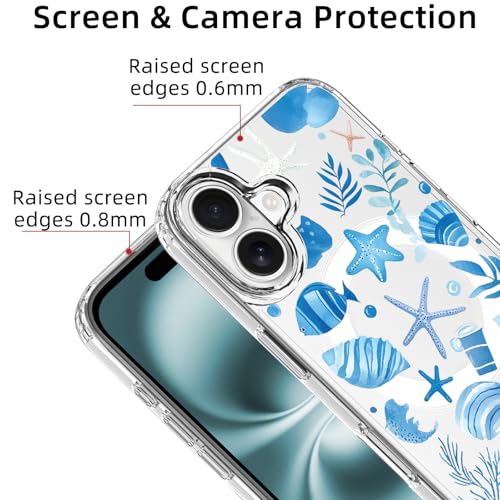 Coque rigide iPhone 16 transparente thème marin avec aimant premium - 4