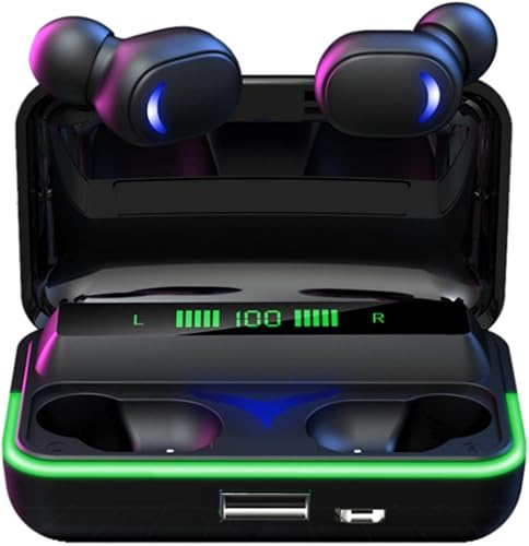 Miniatura 7 de DYNASCO Auriculares inalámbricos, auriculares Bluetooth 5.3 con funda de carga LED, auriculares estéreo impermeables, auriculares Bluetooth con