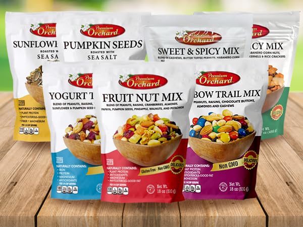 Miniatura 7 de Mezcla de frutos secos arcoíris Trail Mix de Premium Orchard - Paquete de variedad de surtido de frutos secos saludables Maní Pasas Anacardo