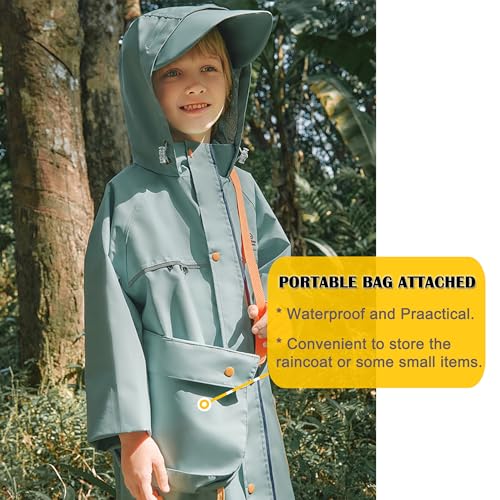 Image of Fewlby Kids Raincoat Toddler Poncho Windbreaker Waterproof Rain Jacket with Magical Water-Reactive Patterns for Boys Girls