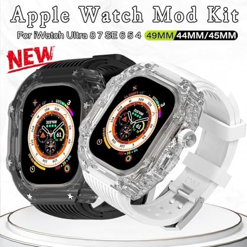 Boîtier montre transparent 49mm anti-choc pour Apple Watch avec bracelet caoutchouc durable - 6