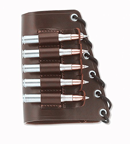 vsdfvsdfv Real Leather Rifle Cartridge Holder Buttstock Cheek Rest Pad Gun Vintage (Red Brown Right)