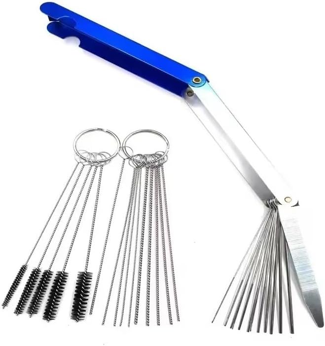 Carburetor Carbon Dirt Jet Remove 13 Cleaning Needles 15 Brushes Tool Kit For Automobile Motorcycle ATV Welder Chainsaw(Needle and Brushes)