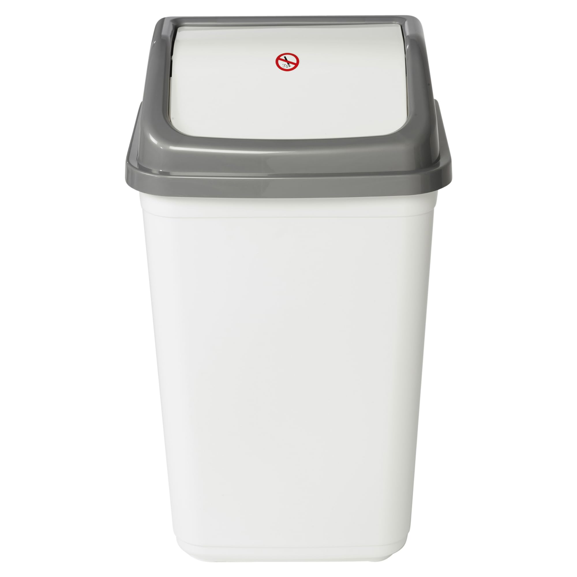 URBNLIVING 5L/20L/30L/50L Plastic Waste Management Recycling Bin Trash Can Dustbin with Swing Lid for Office, Kitchen and Bathroom (50L White/Grey)