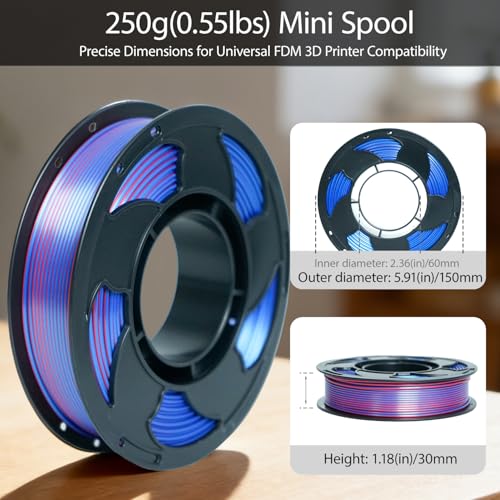 Image of Silk Dual Color Blue Red PLA 1.75mm 250g Spool Shiny 3D Printer Filament
