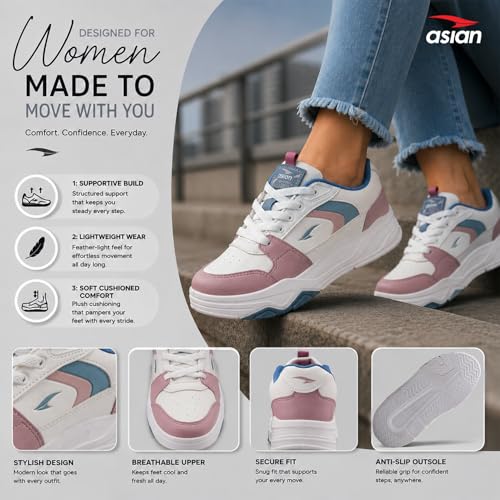 Image of ASIAN Petal-01 Women's Chunky Casual Sneakers | Memory Foam Comfort, Breathable Upper & Shock-Ready Sole | Ideal