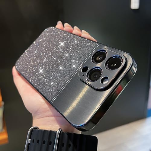 Étui en métal pour iPhone 12 13 14 15 Pro Max à paillettes laser de mode