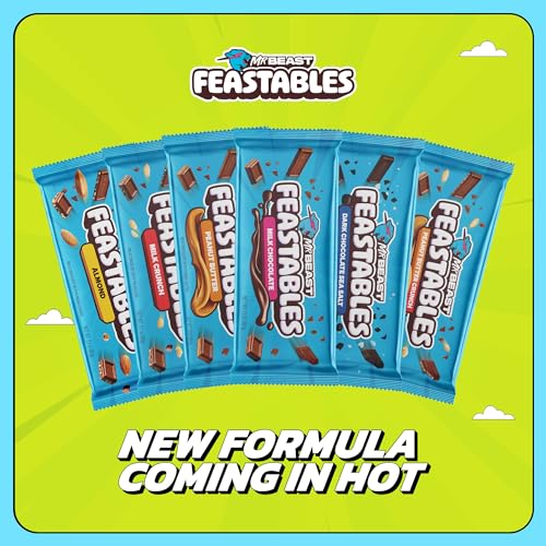 Feastables by MrBeast Original Dark Chocolate KING Size Chocolate Bar, 2.1oz (60g), 10 count