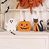 Halloween Decorations-Wooden Ghost Pumpkin Cat Blocks Signs-Cute Freestanding Table Signs for Rustic Farmhouse Home Mantle Decor