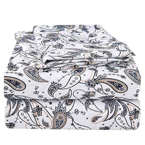 Image of JSD Vintage Paisley Printed King Sheet Set Extra Deep Pocket | 4 Piece Soft Microfiber Sheets, OEKO-TEX Certified, Easy Care