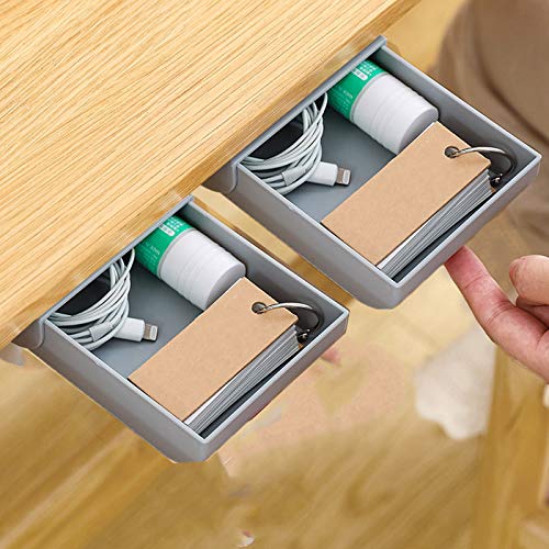 4-Pack,Under Desk drawe, Organizers and Storage,Desk Pencil Drawer Organizer, Large Capacity Pop-Up Student Storage Hidden Desktop Drawer Tray, Great for Office School Home Desk