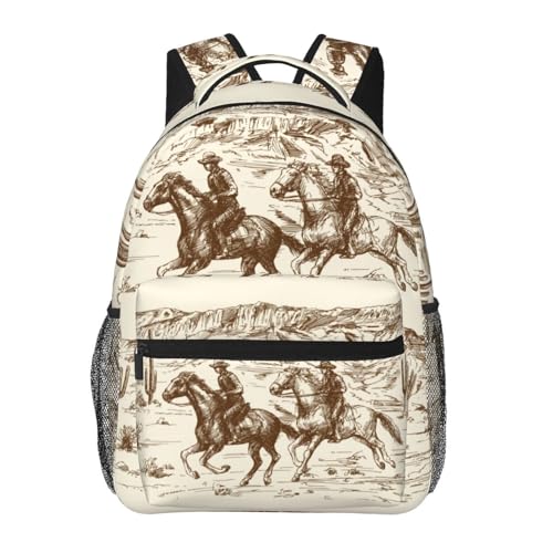 UEQIKI Mochila de viagem leve Western Desert Cowboy com bolso frontal com zíper impressa bolsa para laptop moderna casual para trabalho, caminhadas, acampamento, unissex