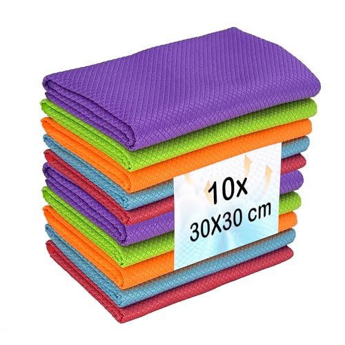 CZandCZ Mikrofasertücher Putzlappen,Allzweck-Reinigungstücher,Wiederverwendbar, Langlebige Absorbierende Reinigungstuch, für Fenster, Auto, Spiegel, Edelstahl Polieren Verwendet (30x30cm(10 Stücke))., 9.99 €