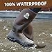 TerraTrax Men's Waterproof Rubber Muck Rain Boots, 6mm Neoprene Insulated Work Boot - Durable Mud Boots for Farming, Hunting, Fishing & Chore (Wide Calf Fit), Brown & Size 8
