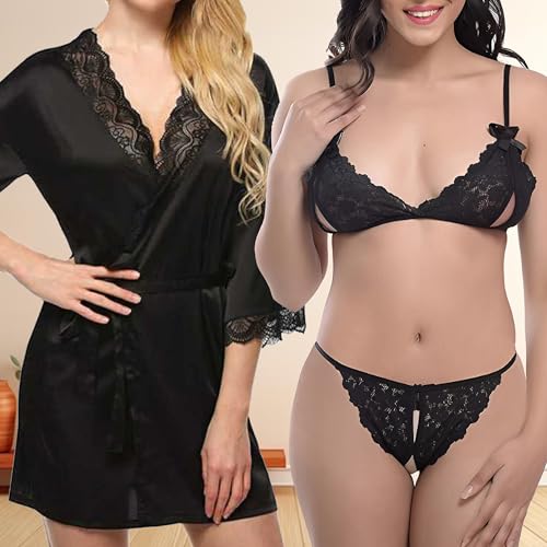 Image of Love Maker Soft Spandex Net Women Babydoll Honeymoon Nightwears Combo Small to 3XL