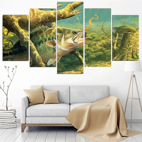 Tableau cuisine décoration murale thème lac et poisson grand format