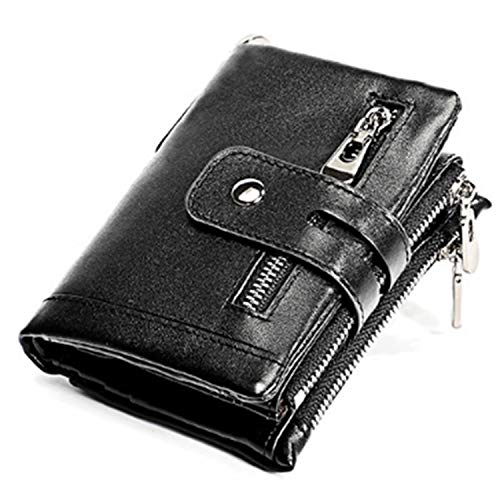 Vintage Women's RFID Blocking Leather Wallet small Chain (black)…2