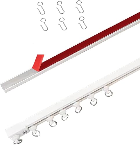 Miniatura 8 de Barra de cortina autoadhesiva para techo y pared (1 paquete de 48 pulgadas) para cortina transparente, sin taladrar, tornillos o herramientas, barra