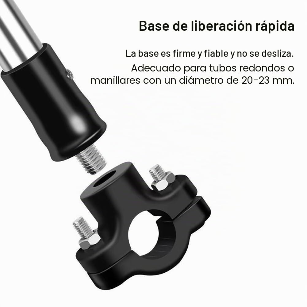 Inoxidable Soporte de Paraguas,Soporte de Montaje de Paraguas,Paraguas Manillar Soporte,Ajustable de 360°,Plegable,Soporte para Barra de Paraguas de Bicicleta para Cochecito de Bebé Sillas de Ruedas