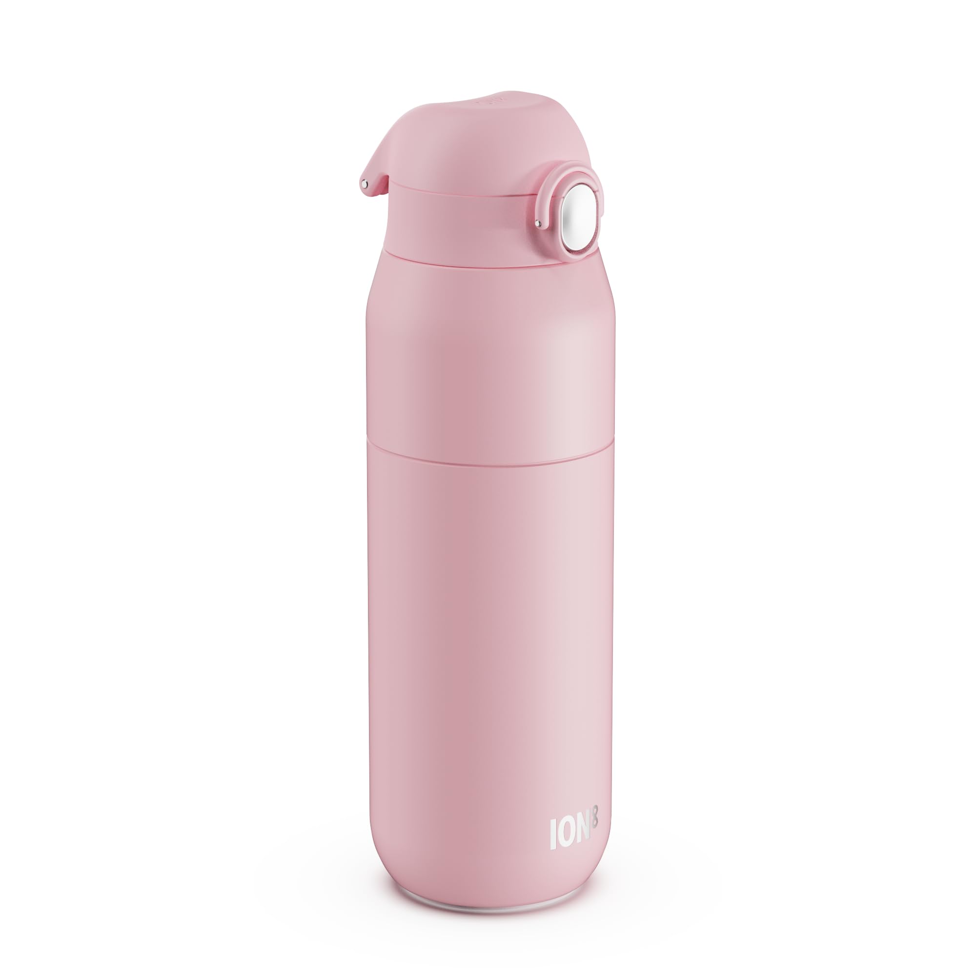 ION8 Primo Revive Insulated Water Bottle 540 ml (18 oz)– Leakproof Stainless Steel Bottle with Flip Lid, One Touch Open, Fast Flow, Vacuum Insulated Hot & Cold, Dishwasher Safe, Light Pink